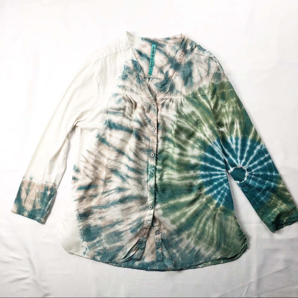 Whisper & Glow Tie Dye Button Down Top